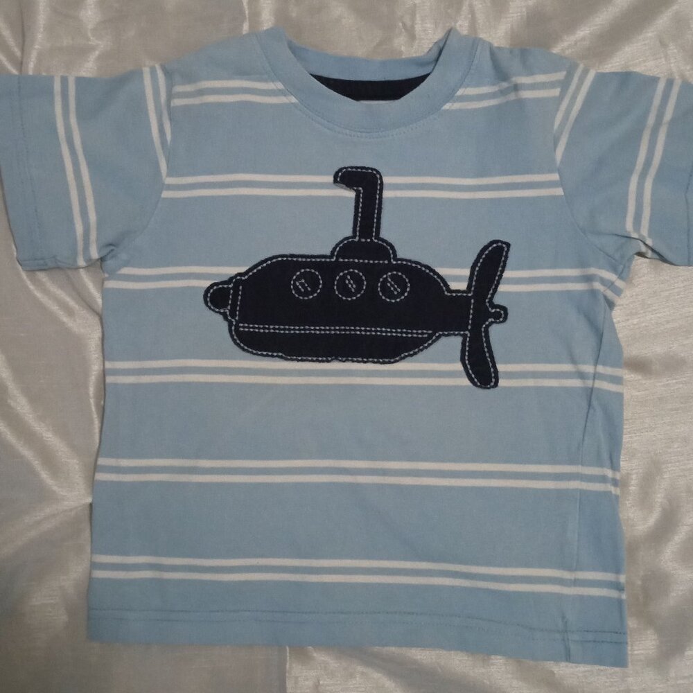 Garanimals boy's t-shirt size 3T blue/white stripes kidcore funtime school wear